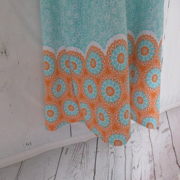 Cabana Life Dress L Large Aqua Orange Surfside Beach Swim Suit Cover Up Pockets - Picture 3 of 8